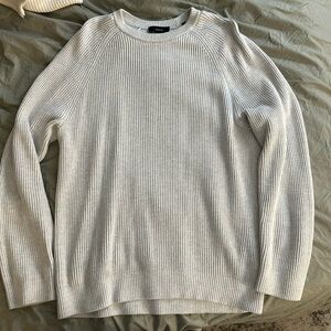 Vince Rib Sweater, Heather White, Size Large